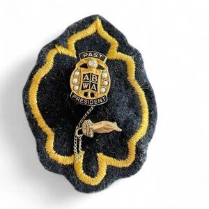 ABWA American Business Womens Association 1/20 12k Gold Filled Diamond Pearl Pin